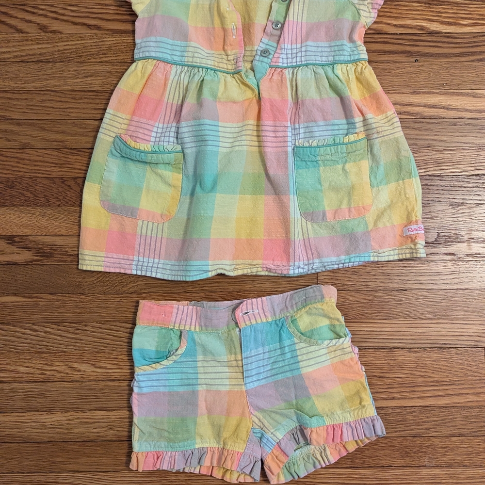 Ruffle Butts Plaid Dress and Shorts Set